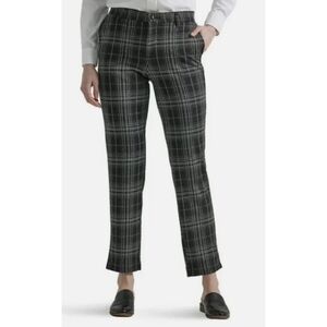 LEE Woman's Black Plaid Regular Fit Comfort Waist Straight Knit Pants